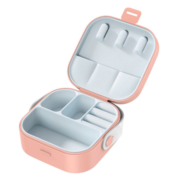 Jewelry Organizer Box | Portable Jewelry Storage Box | Sleek | Portable | Multi-functional Travel Jewelry Organizer | Durable | Compact Ring | Necklace | Earring Storage Boxes With Mirror | For Travel | Home | Gift Option – Random Color