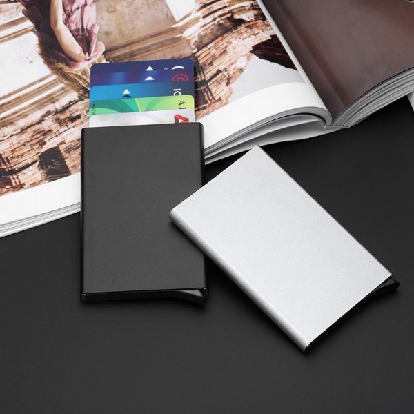 Pop_up credit Card Holder Wallet For Men & Women with Thin Aluminum Metal Wallet ( Black)