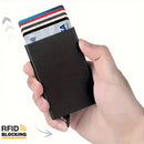 Pop_up credit Card Holder Wallet For Men & Women with Thin Aluminum Metal Wallet ( Black)