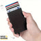 Pop_up credit Card Holder Wallet For Men & Women with Thin Aluminum Metal Wallet ( Black)