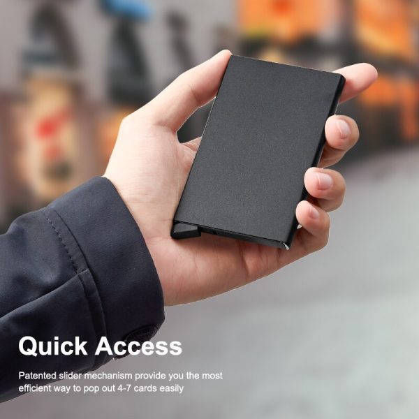 Pop_up credit Card Holder Wallet For Men & Women with Thin Aluminum Metal Wallet ( Black)