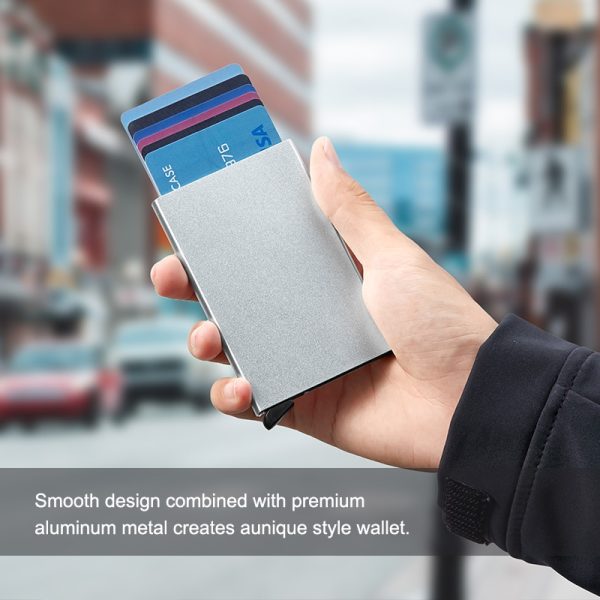 Pop_up credit Card Holder Wallet For Men & Women with Thin Aluminum Metal Wallet ( Black)